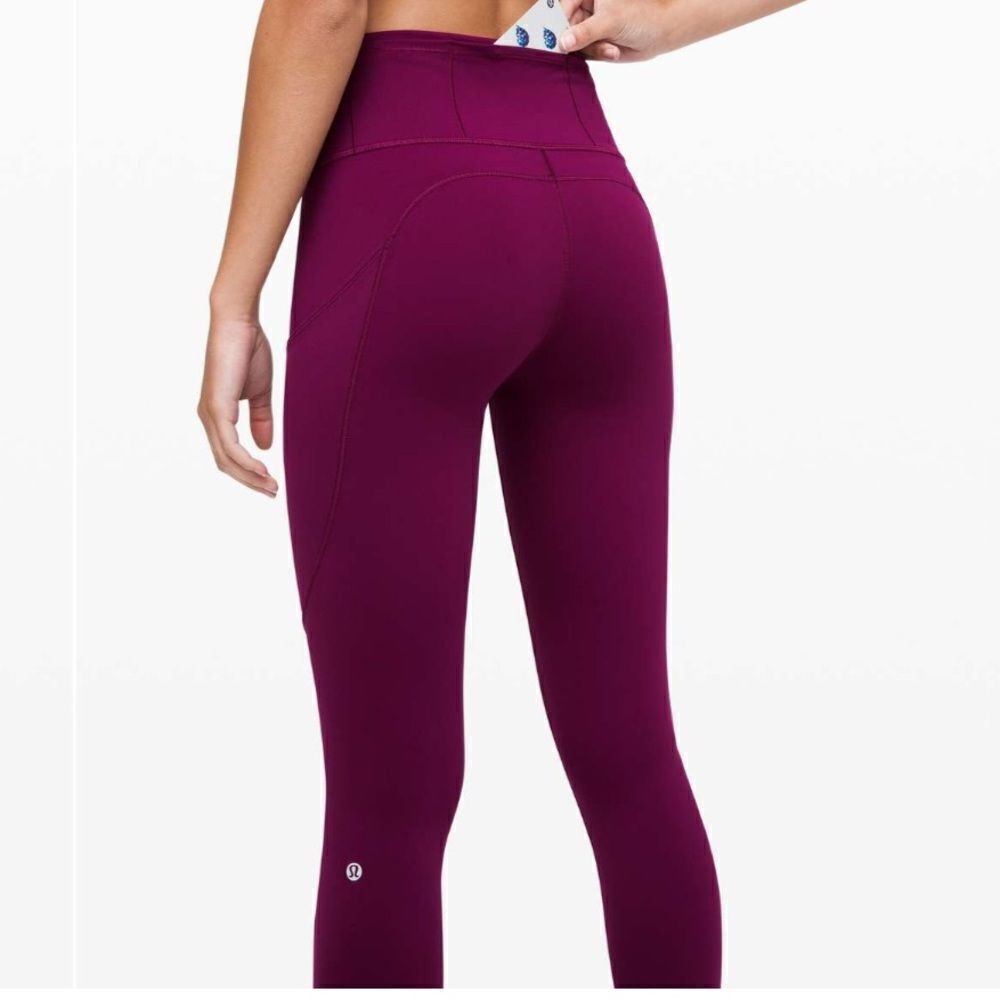 Lululemon Fast & Free Marvel burgundy 25” non reflective 4 Peloton